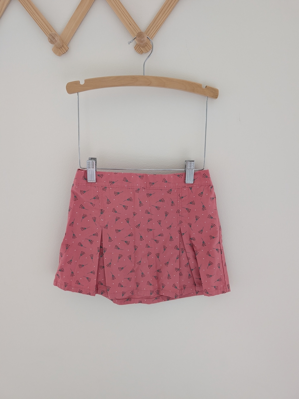 Girls Vintage Toughskins Coral Pink Printed Floral Cotton Skirt 5-6